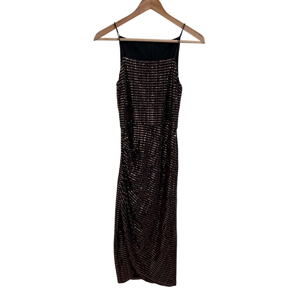 Black & Bronze Sleeveless Sequin‎ Dress Party Cocktail Bodycon Fitted xs